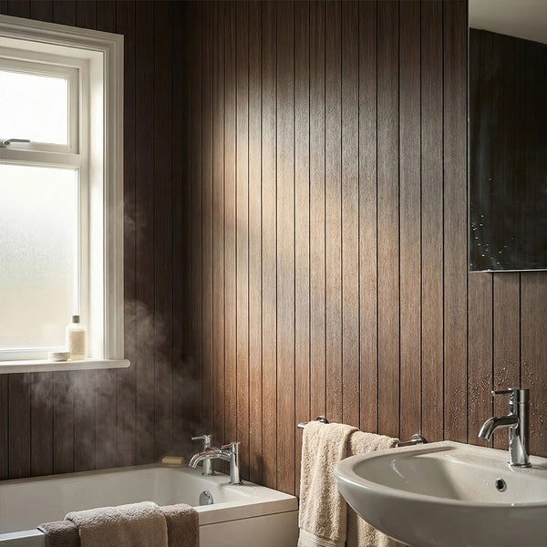 1pc 3D Imitation Wood Grain Grille Wall Panels, 300*40cm, Self-adhesive Vertical Stripe Wall Stickers, Peel and Stick, TV Background Decoration Stickers for Bedroom and Living Room, Kitchen and Bathroom Wall Renovation Stickers, Ideal for Renovating Livin