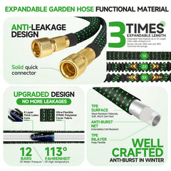 LOVFEN Expandable Flexible Garden Water Hose with 10 Function Spray Nozzle BLUE