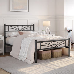 Costoffs Metal-Framed Bed, Metal-Framed Bed Base with Storage, Metal Platform Bed Frame with Headboard and Metal Bed Slats, Easy Assembly Bed, Single/Double/ Size Metal Bed Frame, Bed Foundation