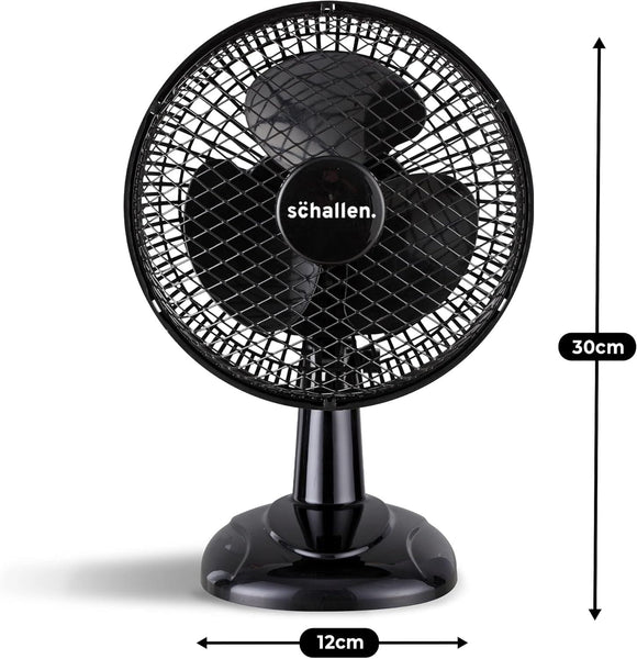 Schallen Grey Mini Table Fan Office Desk Home 6 Inch Small Electric Desk Fan Portable Air Cooling Fan Quiet Mini Desktop Fan with Tilt Function Worktop Office Home Bedroom PC Cooling Fan Compact Lightweight Air Circulator UK Plug Grey Black or White Porta