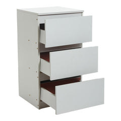 Wooden Slim Bedside Table Narrow Nightstand Side Table with 3 Drawers Storage, Tall Telephone Bedside Cabinets Sofa Side End Tables for Bedroom Small Spaces Living Room, Accent Furniture, White Coffee Tea Table, 32x30x59cm