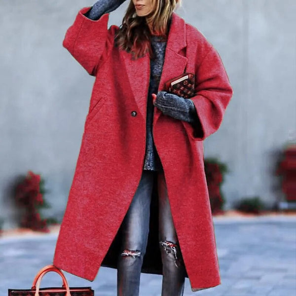 Women'S Elegant Long Winter Coat with Plush Collar - Solid Color Warm Winter Coat, Soft Faux-Fur Trim, Structured Fit & Smooth Texture, Cozy Outerwear for Fall and Winter 2025, Casual to Formal Outfits (, Brown, Grey, Navy