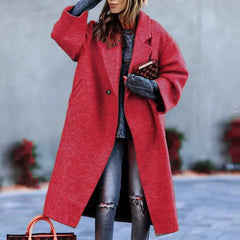 Women'S Elegant Long Winter Coat with Plush Collar - Solid Color Warm Winter Coat, Soft Faux-Fur Trim, Structured Fit & Smooth Texture, Cozy Outerwear for Fall and Winter 2025, Casual to Formal Outfits (, Brown, Grey, Navy