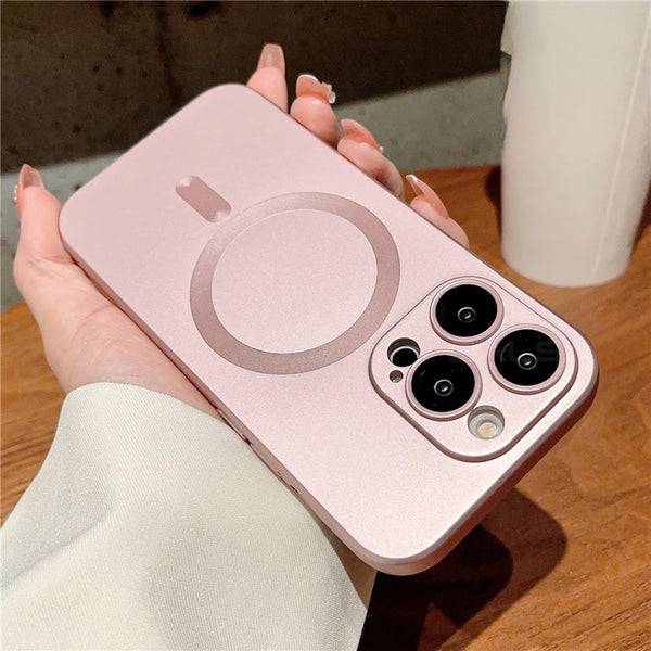 Luxury For Wireless Charging Case For IPhone 16 15 11 13 12 14 Pro Max Plus Magnetic Phone Cases Lens Protector Matte Cover