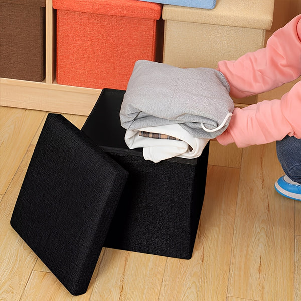 Gray Collapsible Storage Ottoman for Makeup, Seating, And Footrest Purposes