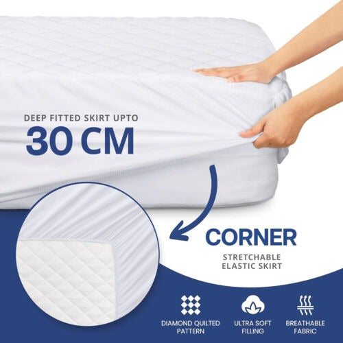 2025 NEW Arrival Quilted Mattress Protector, furniture for home Hypoallergenic Extra Deep Fitted Mattress Cover 30 cm-40cm - Fitted Bed Cover All Size