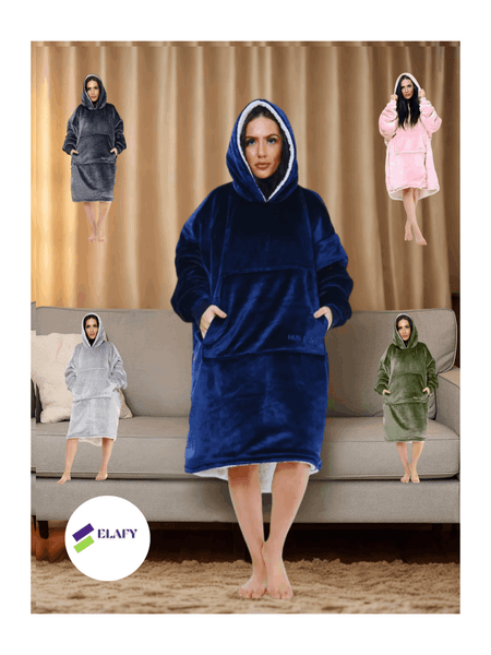 ELAFY - Casual Oversized Hoodie – Plain Pullover Sweatshirt for Everyday Wear, Soft Fabric with Pocket and Hood