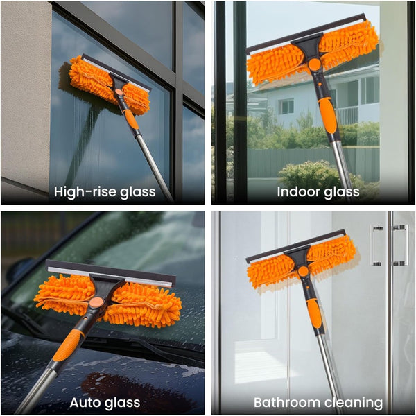 4M Window Squeegee Set Glass Cleaning Tool with Extension Poles & Washer for Indoor and Outdoor Use