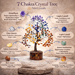 7 Chakra Crystal Tree of Life 10–12 Inch Handmade Gemstone Tree, Feng Shui Crystal Tree Home Decor Living Room Ornament, Crystal Gifts Birthday Gift for Women Housewarming Gift, Spiritual Desk Decoration Mini Crystal Guide Included
