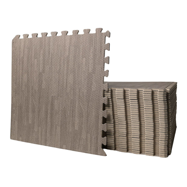Samuel Alexander 12 Piece Grey Wood Effect EVA Foam Floor Protective Tiles Mats 60x60cm Each Set For Gyms, Kitchens, Garages, Camping, Kids Play Matting, Flooring Mats Set Covers 4.32 sqm (46.5 sq ft)