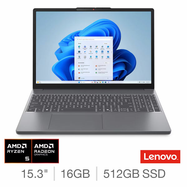 Lenovo Ideapad Slim 3, AMD Ryzen 5, 16GB RAM, 512GB SSD, 15.3 Inch Laptop, 83K7009RUK