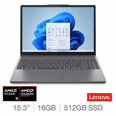 Lenovo Ideapad Slim 3, AMD Ryzen 5, 16GB RAM, 512GB SSD, 15.3 Inch Laptop, 83K7009RUK