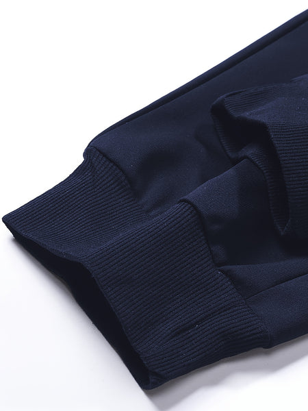 Three-pc Men's Solid Color Plain Elastic Waistband Drawstring Ribbed Cuffed Casual Jogger Pants, Men's Dress Administrative Trousers