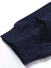 Three-pc Men's Solid Color Plain Elastic Waistband Drawstring Ribbed Cuffed Casual Jogger Pants, Men's Dress Administrative Trousers