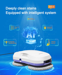 PuRuiKaiM8 Fully Automatic Plug-in Intelligent Window Cleaning Robot (2026 Latest Model) with Automatic Bidirectional Water Spray with Remote Control, 4.5-meter Anti Fall Safety Rope, Including 10 Cleaning Cloths And Spray Bottles