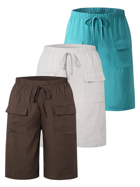 Circle 3pcs Set Standard Size Women's Shorts Casual Beach Pants with Pockets