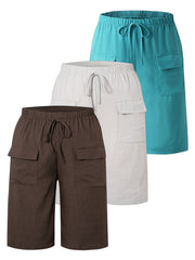 Circle 3pcs Set Standard Size Women's Shorts Casual Beach Pants with Pockets