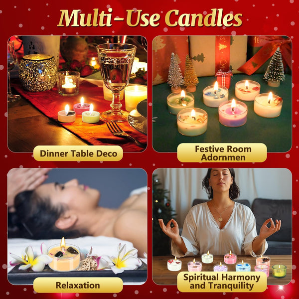 Izoel Candle Advent Calendar 2025 Women Adults, Tea Light Scented Candle Advent Calendar Clear Glass Tea Light Holder for Teenage Girls Ladies Christmas Candle Gift for Mom Wife Girlfriend