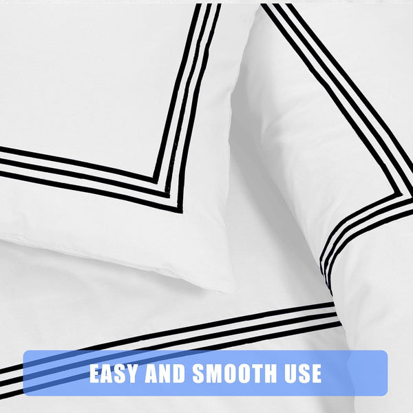 My Home Store Polycotton Bratta Duvet Cover Set - Our 3pc Soft stitch Embroidered button closure Quilt cover with matching Embroidered envelop closure Pillowcases | Breathable & Lightweight Duvet cover set