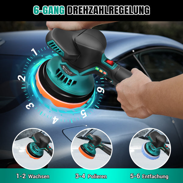Cordless Car Buffer Polisher Machine Kit with 2X Rechargeable Batteries, 8 Variable Speed 2800-5500RPM, Portable Polishing Waxer for Detailing/Waxing Polishing Kit for Car Detailing Scratch Removing