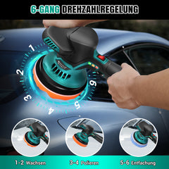 Cordless Car Buffer Polisher Machine Kit with 2X Rechargeable Batteries, 8 Variable Speed 2800-5500RPM, Portable Polishing Waxer for Detailing/Waxing Polishing Kit for Car Detailing Scratch Removing