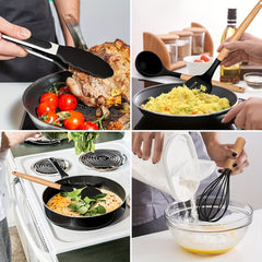 12pcs/22pcs Kitchen Utensils Set, Kitchen Cooking Utensils Set, Spoon, Spatula, 446F Heat Resistant Non Stick Food Grade Silicone And Wooden Handles, Kitchen Tools Set