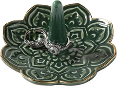 Ceramic White Mandala Jewelry Holder Decorative Ring Holder/Trinket Tray Valentine Engagement Wedding Birthday Gifts for Women Her