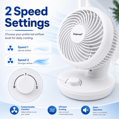 A2Z 8 Inch Table Fan Portable Desk Fan with 3 Speed Settings Oscillating Adjustable Tilt Head Indoor Fan with UK Plug for Home Office Bedroom