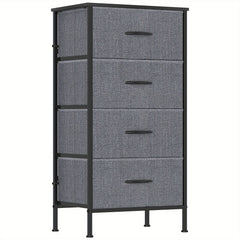 1pc Modern Tall Dresser with 4 Spacious Drawers - Large Storage Cabinet with MDF Wood Top & Sturdy Metal Frame, Freestanding Tall Tower Unit with Legs, 68.58cm+ Height, 3.2 Cu Ft Capacity, Space-Saving Vertical Organizer for Bedroom/Living Room