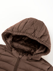 Women's Autumn/Winter Simple Lightweight Hooded Commuter Padded Coat with Pockets