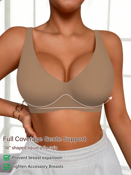 Full-Coverage Push-Up Bra - High Wire-Free Lift, Non-Detachable Padding, Soft T-Shirt Compatible Strap, Casual And Formal Elegant Lingerie, Hand Washable (No Underwire, One-Piece Design)