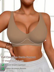 Full-Coverage Push-Up Bra - High Wire-Free Lift, Non-Detachable Padding, Soft T-Shirt Compatible Strap, Casual And Formal Elegant Lingerie, Hand Washable (No Underwire, One-Piece Design)
