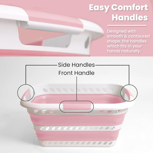 KNIGHT Collapsible Laundry Basket 42L–Foldable Washing Basket with Handles, Large Space-Saving Basket for Clothes – Multipurpose Laundry Hamper & Collapsible Washing Baskets for Laundry (Green)