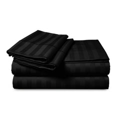 1pc Extra Deep Striped Fitted Sheet 40cm – Soft & Comfortable Microfiber Bedding, Breathable & Smooth, Machine Washable Bed Sheet Suitable for Bedroom