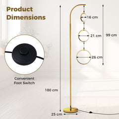 DORTALA 3-Circle LED Floor Lamp | Foot Pedal Switch, 3 Color Temperatures, Metal End, Matte, Modern Style, Plug Powered, British Specification Plug