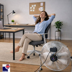 Morris Floor Fan 12 Inch Strong Airflow 3 Speeds Aluminium Blades Tilt Head 135° Portable Compact Fan for Bedroom Office Home Silver