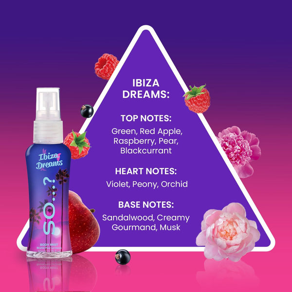 So…? Escapes Womens Gift Set, with Ibiza Dream, Bali Breeze, Mykonos Nights & Majorca Love, Fragrance Spray Set (4 X 50Ml)