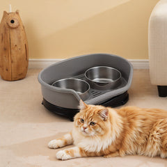 Raised Dog Bowls for Cats and Dogs, Elevated Dog Cat Food and Water Bowls Stands Feeder Dishes with 2 Stainless Steel Bowls, 2 Colours Available