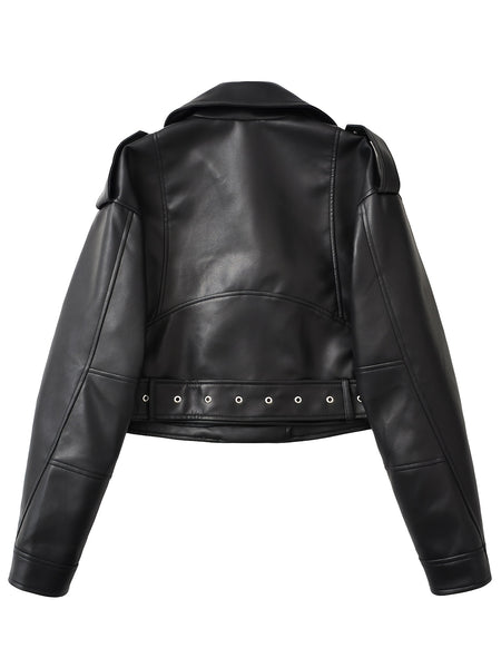 2025 Short Faux Leather Jacket Spring And Autumn American Retro Temperament Motorcycle Jacket Top Coat Women'S Clothing