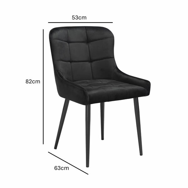 Indus Valley Kia Black Velvet Dining Chair, 2 Pack