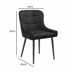 Indus Valley Kia Black Velvet Dining Chair, 2 Pack