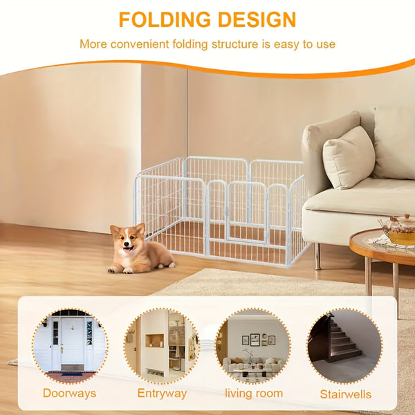 6-Panel Heavy Duty Metal Dog Puppy Playpen - Foldable & Detachable Pet Pen with Assembly, /Outdoor Exercise Fence Suitable for Dogs, Cats, Rabbits - Portable & Sturdy Play Pen