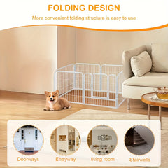 6-Panel Heavy Duty Metal Dog Puppy Playpen - Foldable & Detachable Pet Pen with Assembly, /Outdoor Exercise Fence Suitable for Dogs, Cats, Rabbits - Portable & Sturdy Play Pen