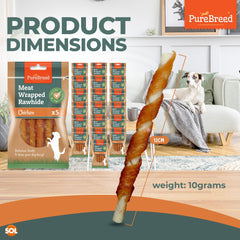 Pure Breed 100pk Chicken Wrapped Dog Treats | Twist Rawhide Sticks for Training, Reward & Chewing | Low Fat, High Protein Long-Lasting Dog Chews | Perfect Puppy Treats & Christmas Pet Gifts