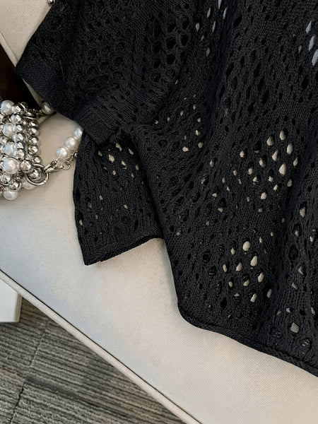 Plus Size - Plus Size - Plus Size Women'S Cashew Flower Loose Temperament Hollow Round Neck Pullover Long Sleeve Sweater