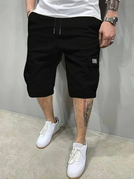 3pcs Men'S Casual Loose Cargo Shorts - Featuring Large Pockets And Letter Prints, Machine Washable Non-Stretch Fabric, Durable Design, Outdoor Style, Street Fashion, a Summer Wardrobe Essential