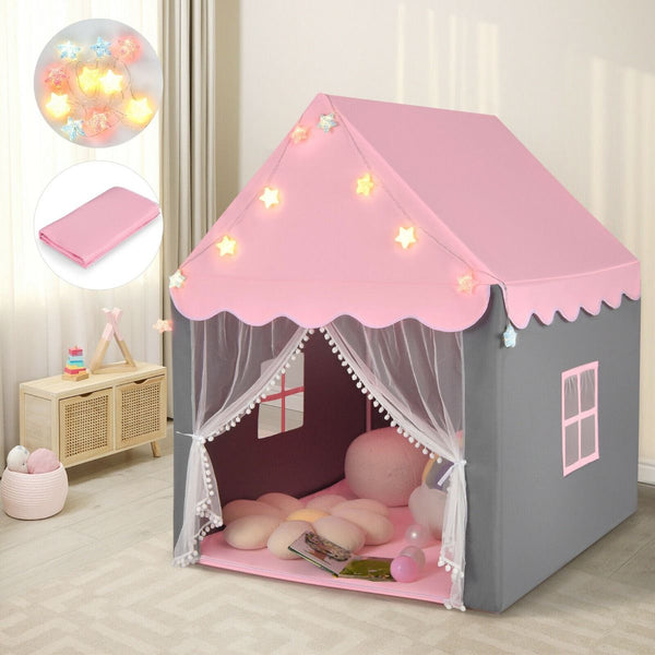 Large Kids Play House with Washable Mat and Star Lights