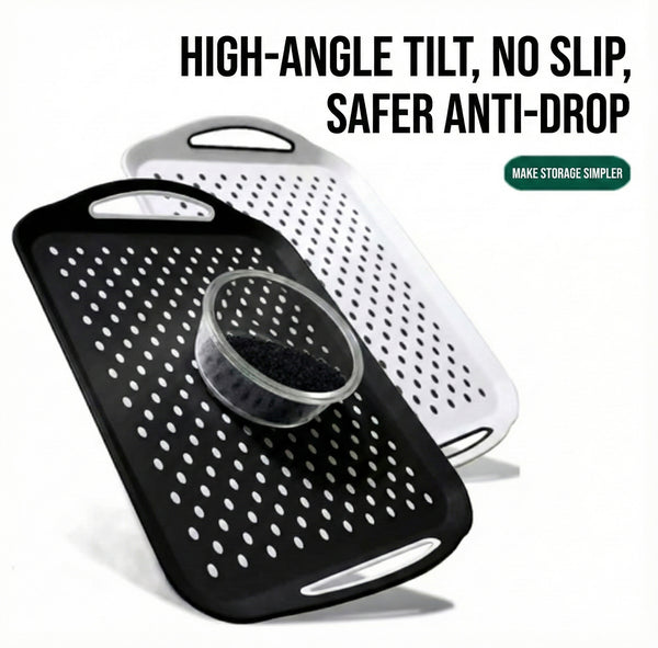 2-Pack Non-Slip Rectangular Plastic Serving Tray – High-Grip Surface, Easy-Hold Handles