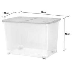 Wham 80 Litre Clear/Cool Grey Box with Wheels & Folding Lid - 3 Pack