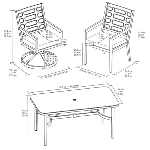 Agio Formia 7 Piece Cushioned Dining Patio Set + Cover